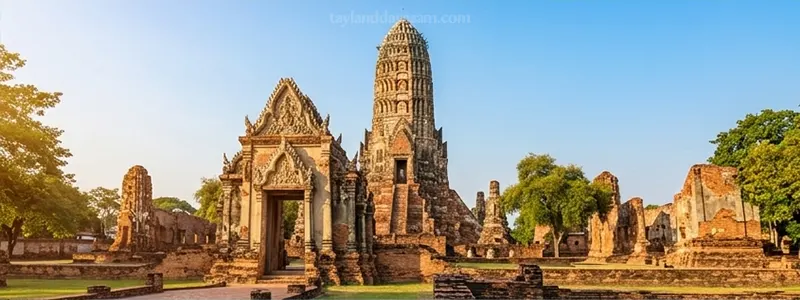 Wat Ratchaburana (Ana kule "Prang" ve giriş kapısı, detaylı mimari)