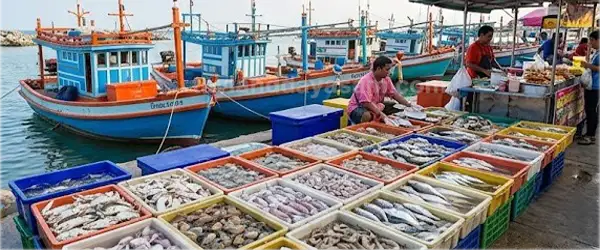 Cha Am Ekonomik Deniz Ürünleri Pazarlarından Bir Görünüm